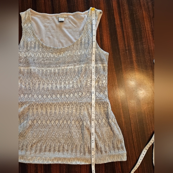 H&M 2-piece Set Peplum Tank and Crop Cardigan Gray Silver Glittery M EUC GLAM - Picture 9 of 14